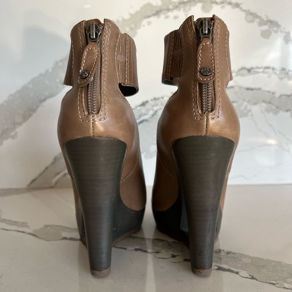 BCBGMaxAzria Runway Leather Cut-out Wedge Booties - Picture 6 of 8